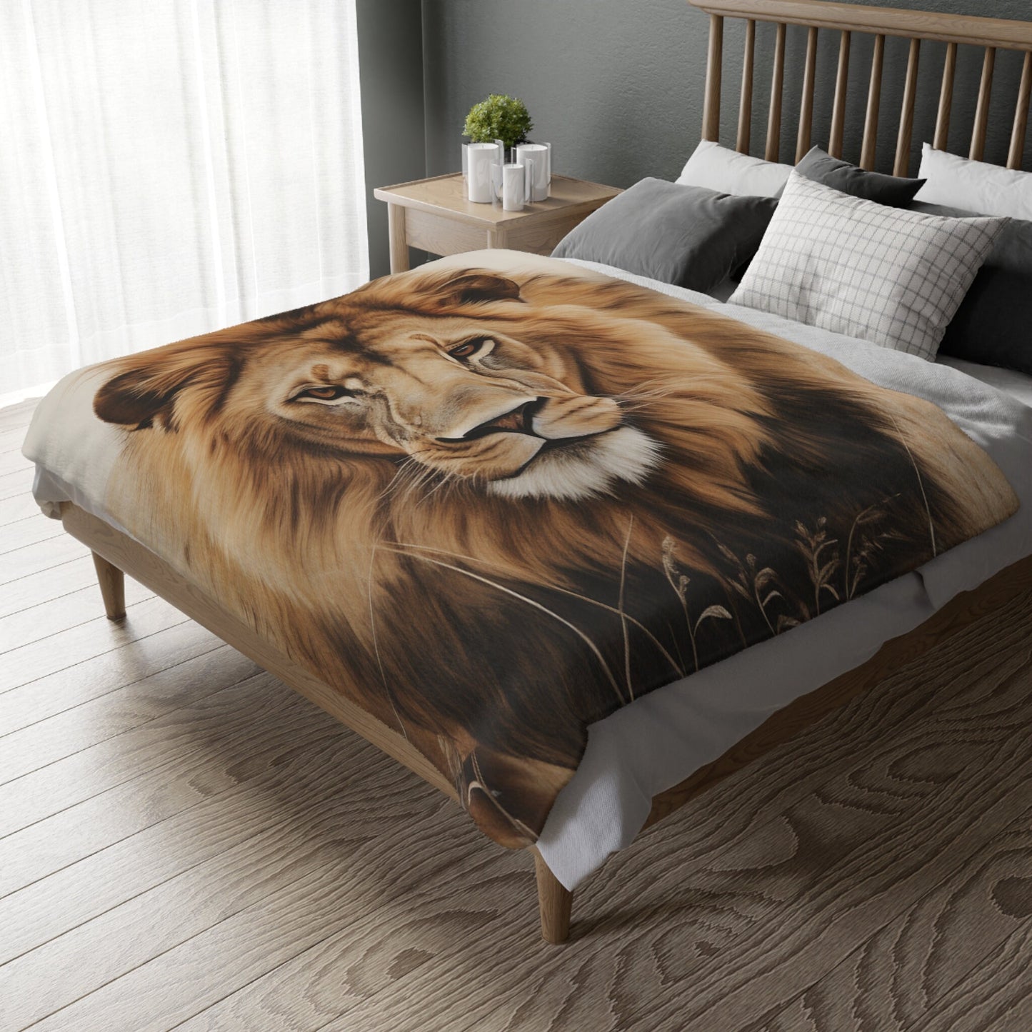 Minky Lion Blanket – Two-Sided Big Cat Safari Comfort