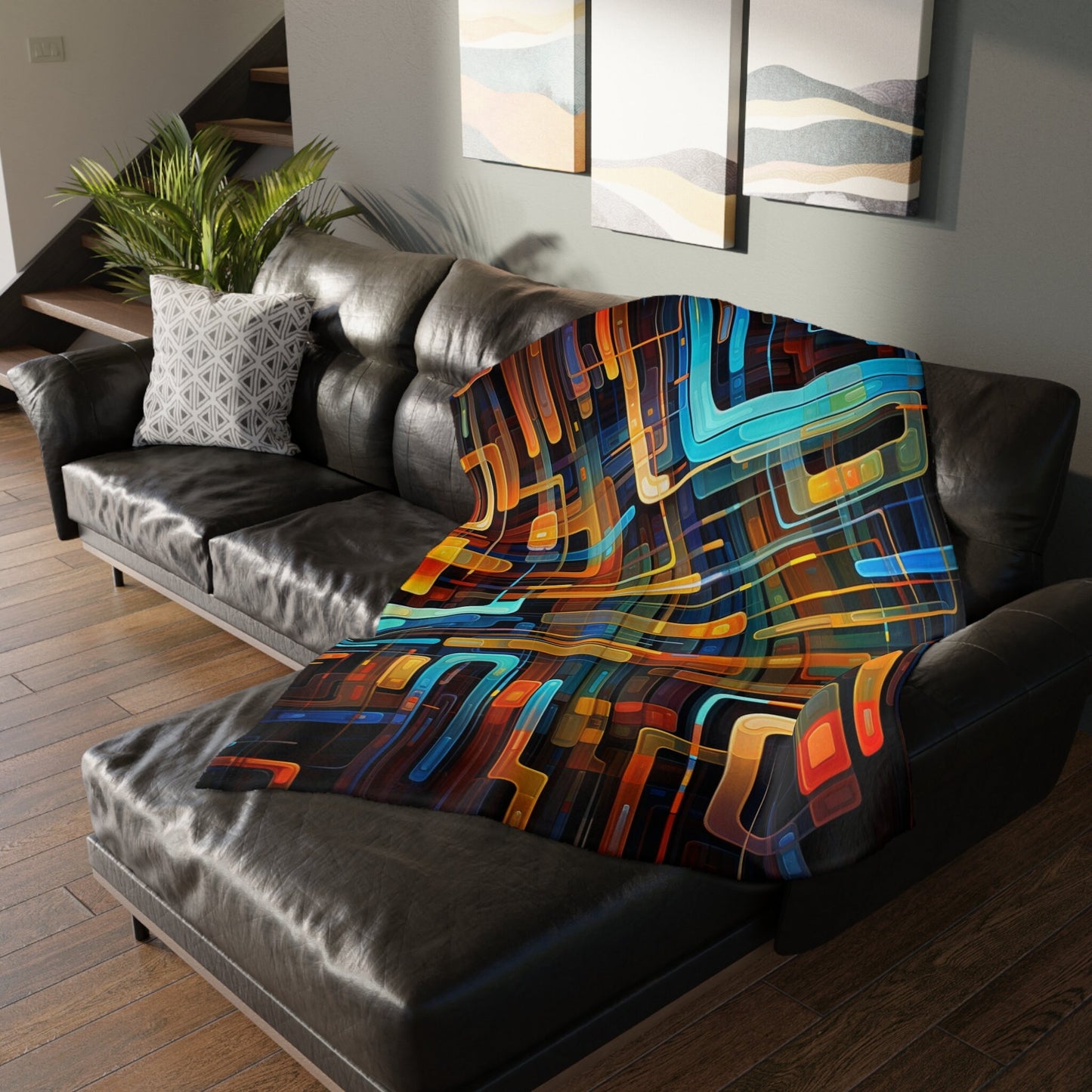 "Modern Geometric Lines Throw Blanket" – Stylish and Cozy Accent