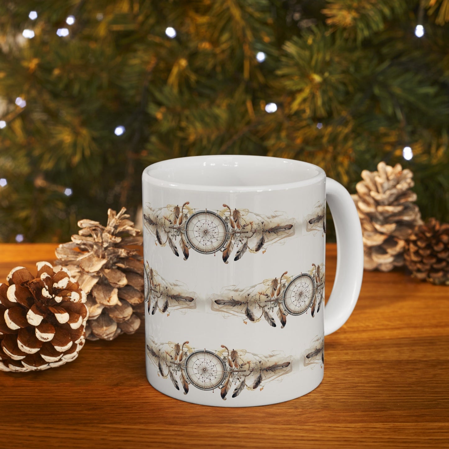 Catching Dreams: Artistic Dreamcatcher Mug – Serenity in Every Sip