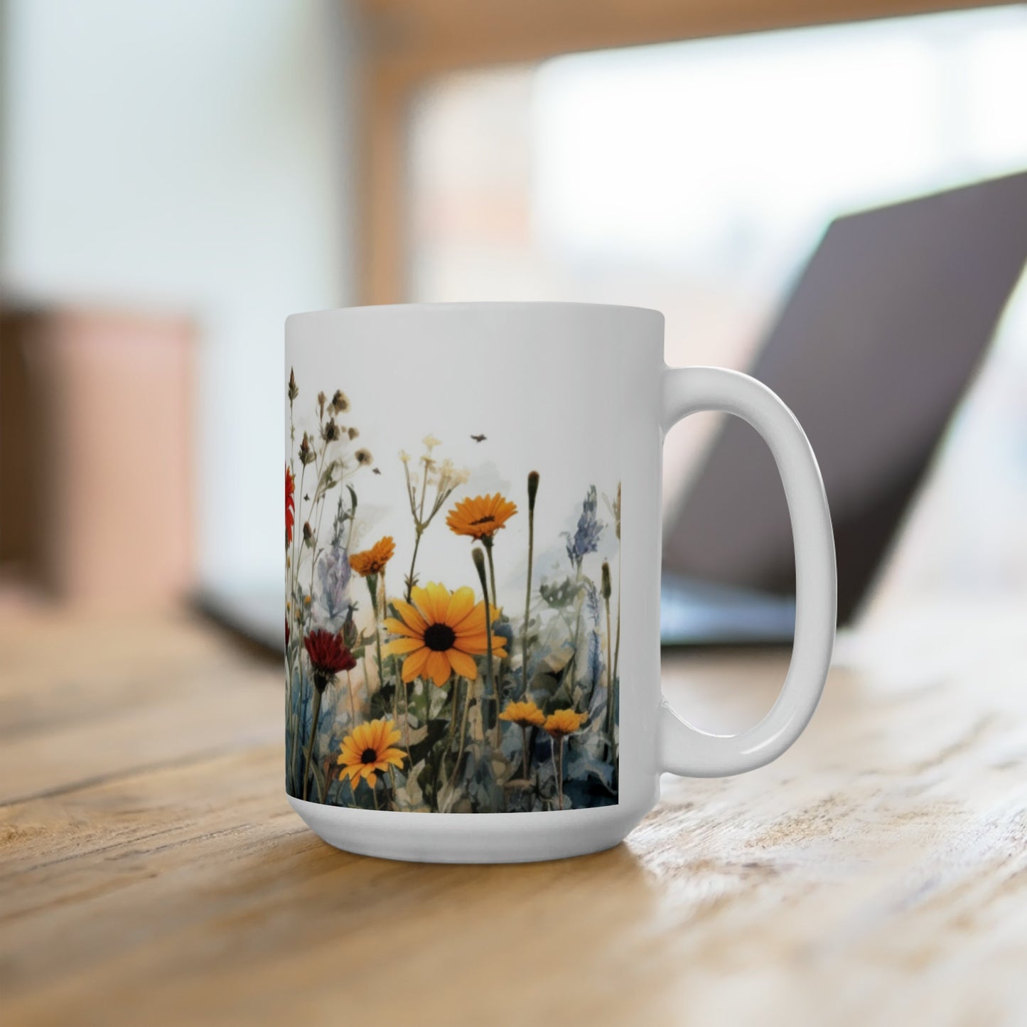 Blooming Beauty: Custom Flower Mug – Personalized 15oz Ceramic Delight