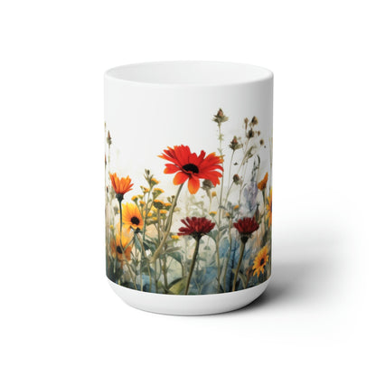 Blooming Beauty: Custom Flower Mug – Personalized 15oz Ceramic Delight