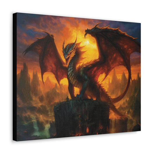 "The Infernal Majesty: Guardian of Flames" Dragon Canvas Art