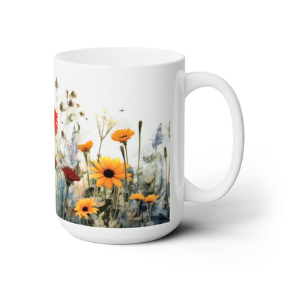 Blooming Beauty: Custom Flower Mug – Personalized 15oz Ceramic Delight