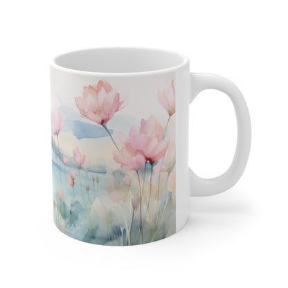 "Whimsical Dreamscape" Watercolor Wildflower Mug