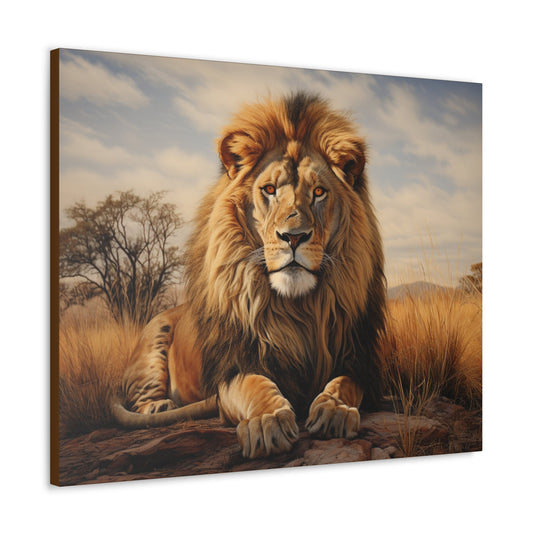 "Lion: King of the Savannah" Premium Canvas Gallery Wrap