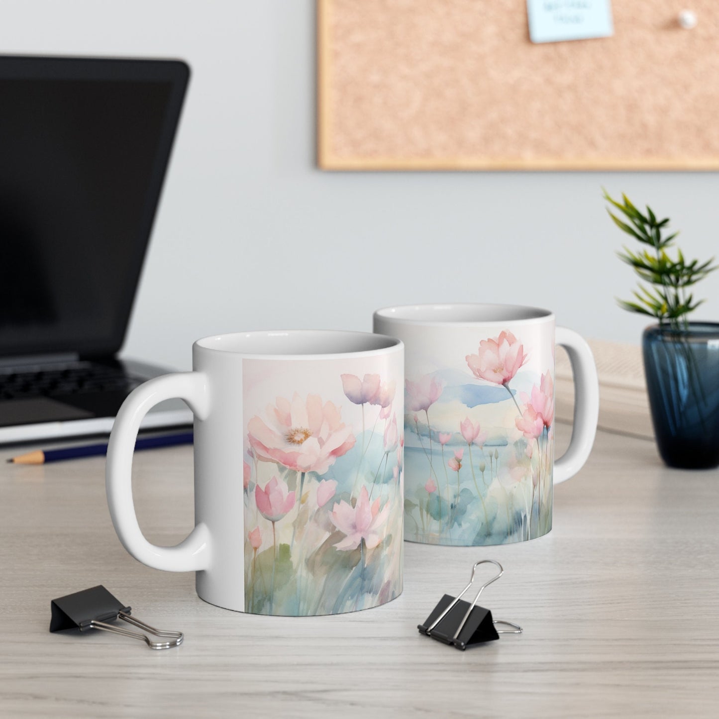 "Whimsical Dreamscape" Watercolor Wildflower Mug