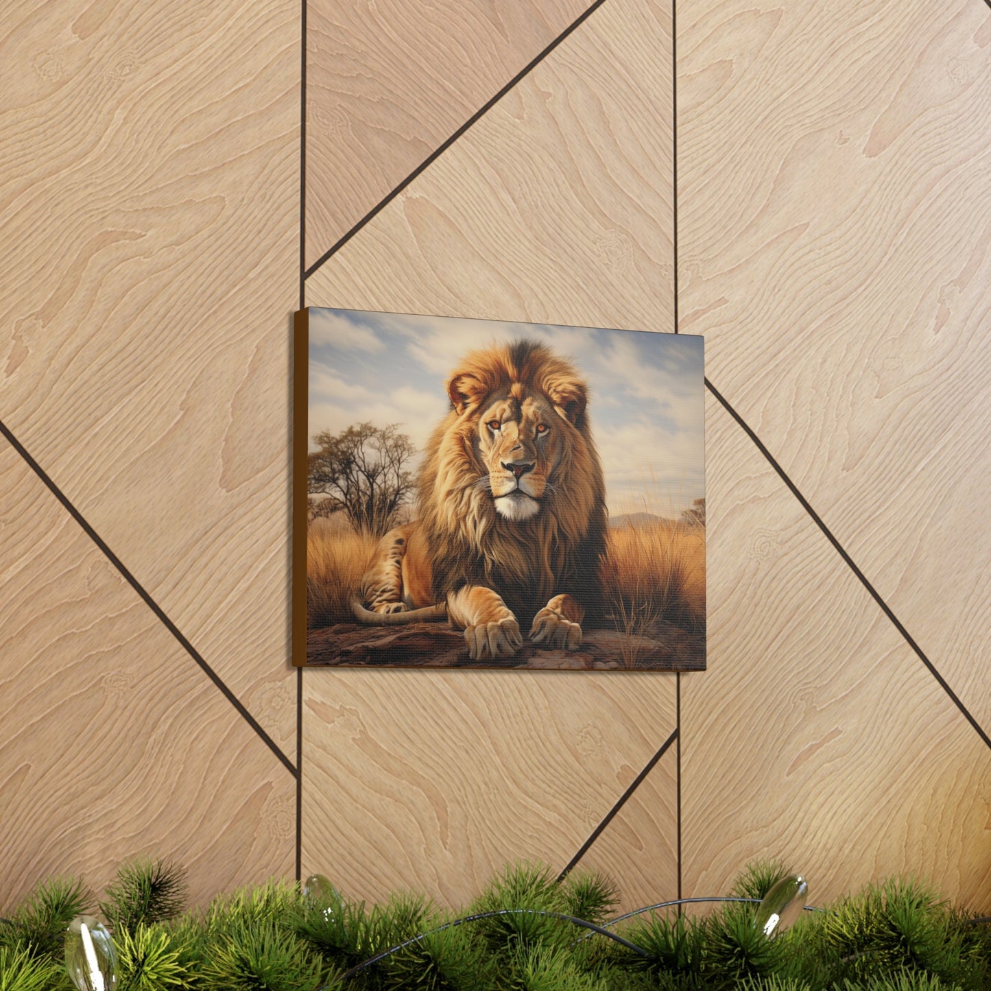 "Lion: King of the Savannah" Premium Canvas Gallery Wrap