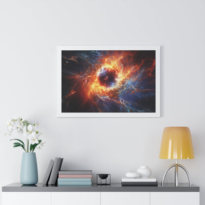 "Supernova Radiance" Framed Horizontal Poster – Celestial Abstract Art