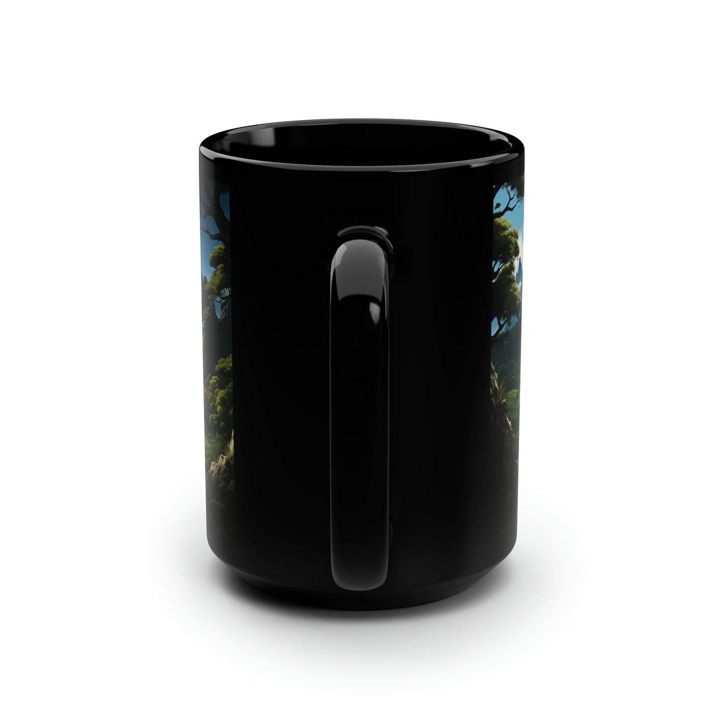 Custom Black Ceramic Landscape Mug – 15oz of Style and Function