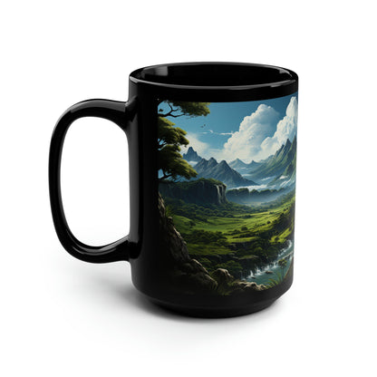 Custom Black Ceramic Landscape Mug – 15oz of Style and Function