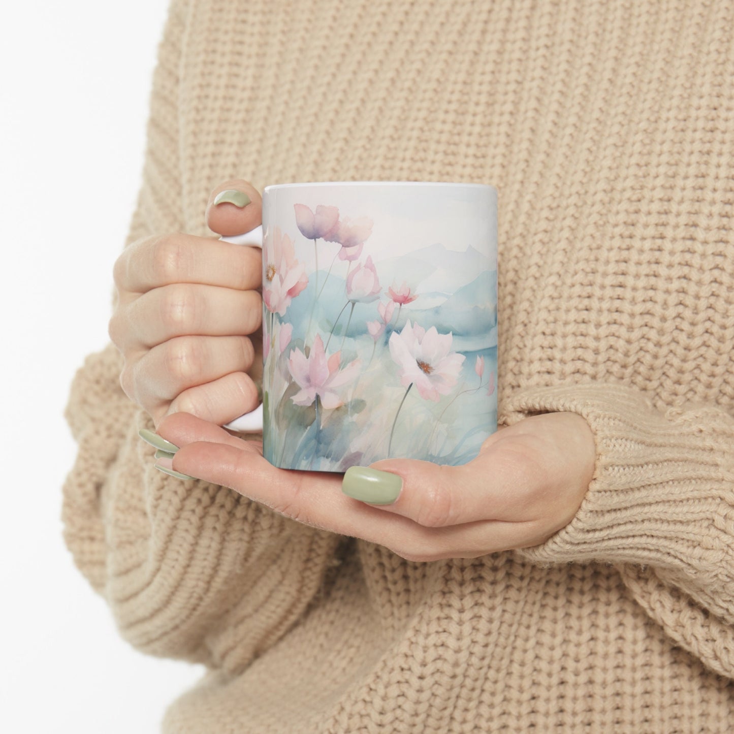 "Whimsical Dreamscape" Watercolor Wildflower Mug