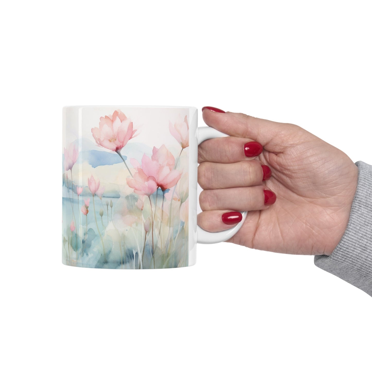 "Whimsical Dreamscape" Watercolor Wildflower Mug