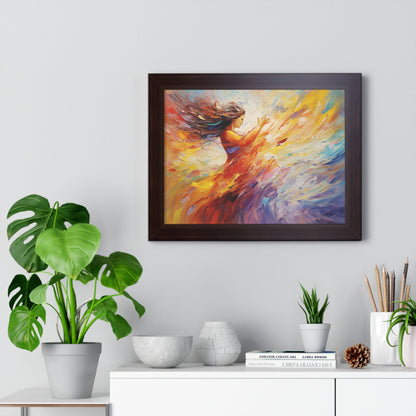 "Radiant Harmony" Dynamic Interplay of Light and Color Framed Artwork