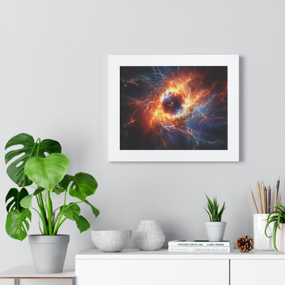 "Supernova Radiance" Framed Horizontal Poster – Celestial Abstract Art