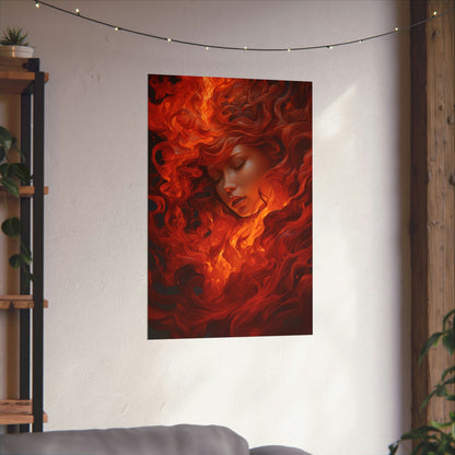 Passion Ignited: A Fiery Love Poster – HyperRealism Art of Desire