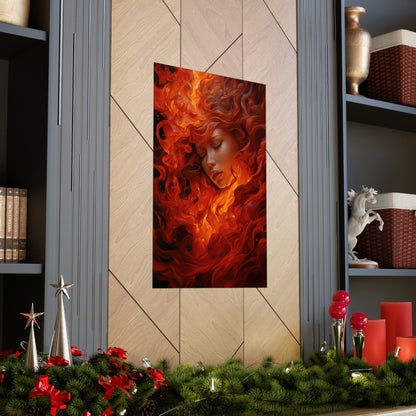 Passion Ignited: A Fiery Love Poster – HyperRealism Art of Desire