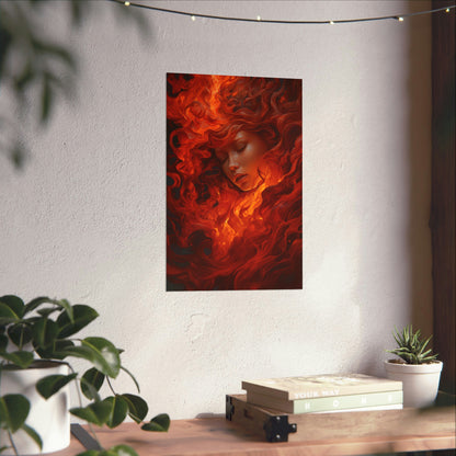 Passion Ignited: A Fiery Love Poster – HyperRealism Art of Desire