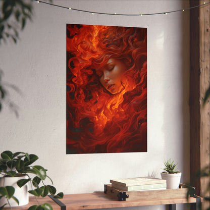 Passion Ignited: A Fiery Love Poster – HyperRealism Art of Desire